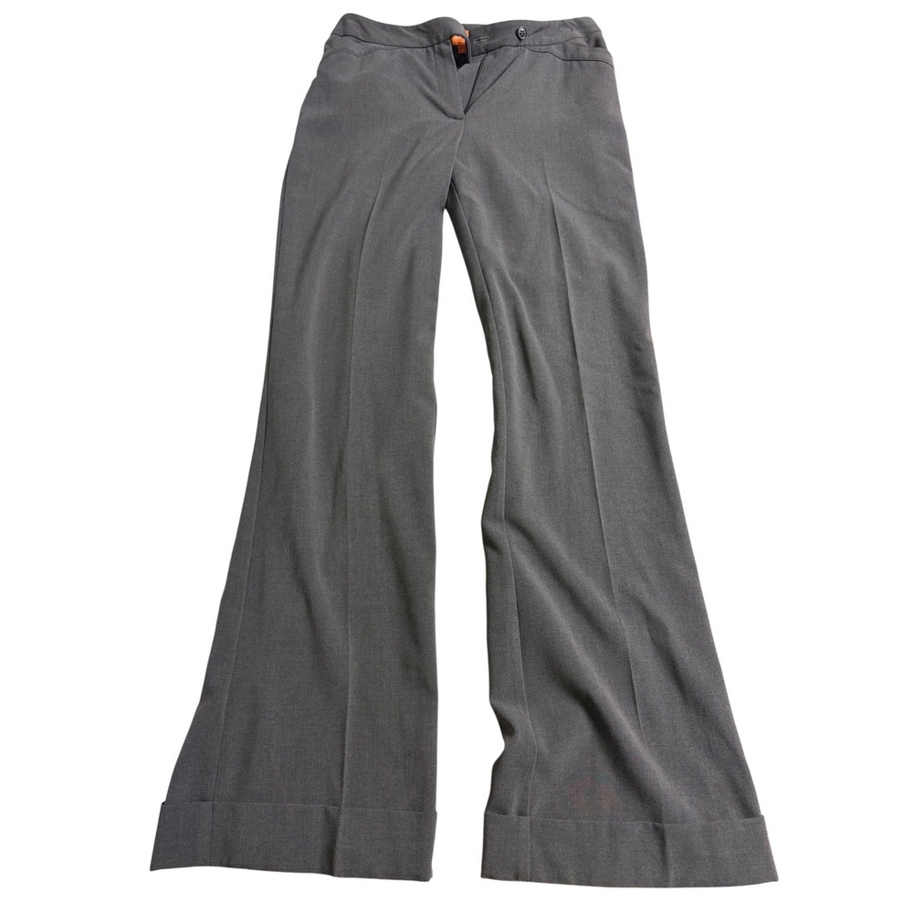 Margaret M Orange Label Womens Gray Wide Leg Cuffed Dress Pants Size 4